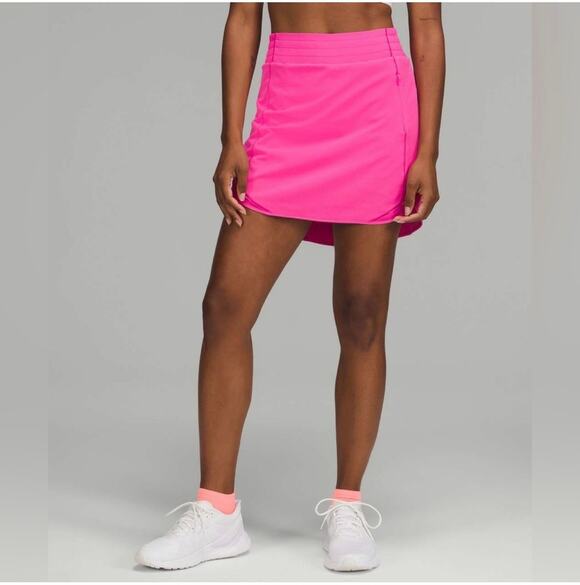 lululemon athletica Dresses & Skirts - Lululemon Skirt Womens 12 Long Pink Hotty Hot High Rise Athletic Sporty Tennis